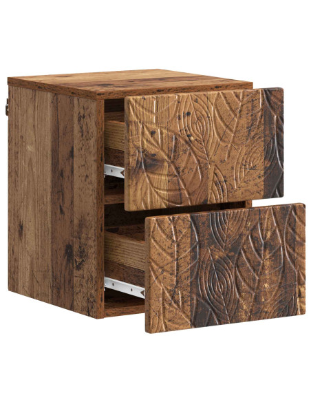 Mobiletto da notte a muro 2 pcs Legno antico 34,5 x 33 x 40 cm