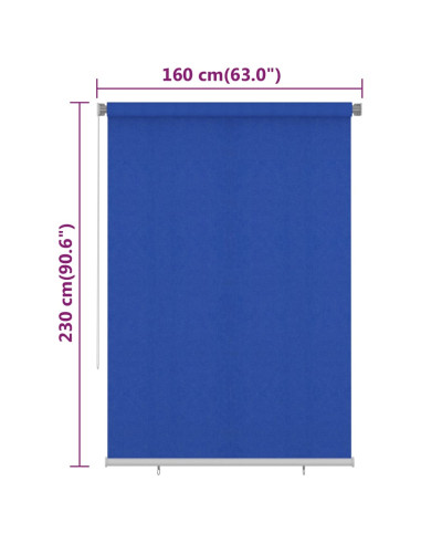 Tenda a Rullo per Esterni 160x230 cm Blu HDPE