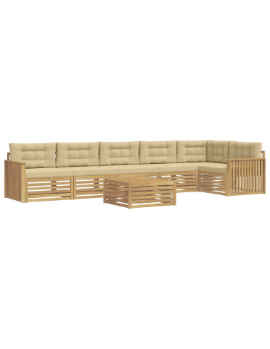 Set di divani da esterno 7 pcs Bianco e Beige 79 x 79 x 37 cm
