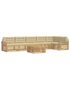 Set di divani da esterno 7 pcs Bianco e Beige 79 x 79 x 37 cm 2