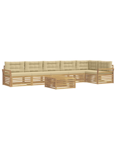 Set di divani da esterno 7 pcs Bianco e Beige 79 x 79 x 37 cm