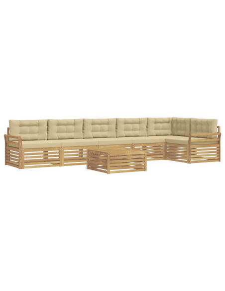 Set di divani da esterno 7 pcs Bianco e Beige 79 x 79 x 37 cm