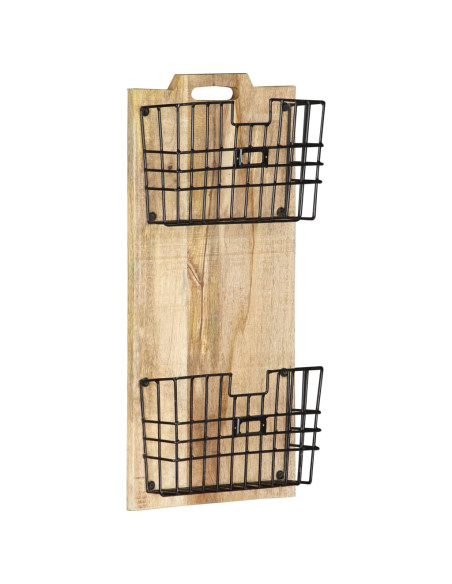 Portariviste a Parete 33x10x67 cm in Massello di Mango Grezzo