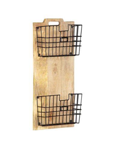 Portariviste a Parete 33x10x67 cm in Massello di Mango Grezzo