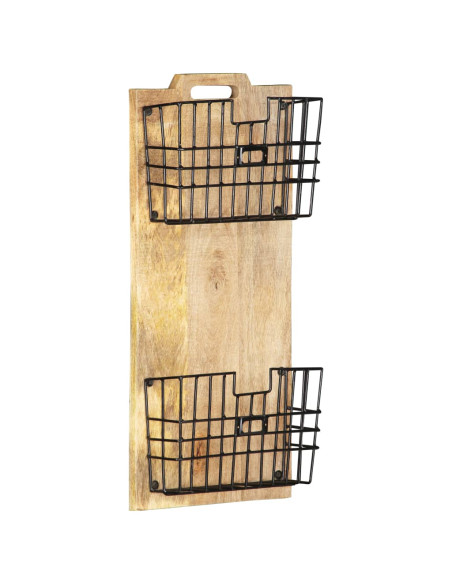 Portariviste a Parete 33x10x67 cm in Massello di Mango Grezzo