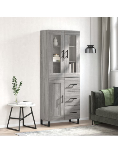 Credenza Grigio Sonoma 69,5x34x180 cm in Legno Multistrato