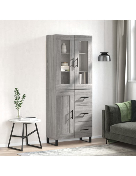 Credenza Grigio Sonoma 69,5x34x180 cm in Legno Multistrato