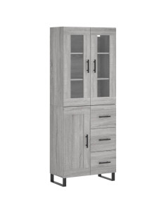 Credenza Grigio Sonoma 69,5x34x180 cm in Legno Multistrato 2