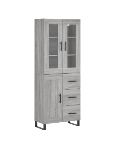 Credenza Grigio Sonoma 69,5x34x180 cm in Legno Multistrato