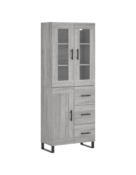 Credenza Grigio Sonoma 69,5x34x180 cm in Legno Multistrato