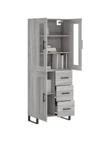 Credenza Grigio Sonoma 69,5x34x180 cm in Legno Multistrato