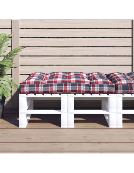 Cuscino per Pallet a Quadri Rossi 120x80x12 cm in Tessuto