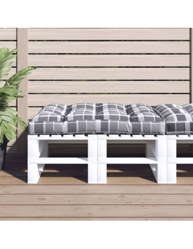 Cuscino per Pallet a Quadri Grigi 120x80x12 cm in Tessuto