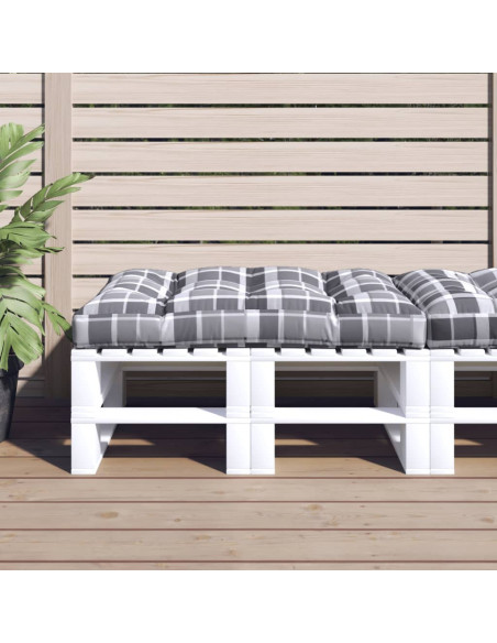 Cuscino per Pallet a Quadri Grigi 120x80x12 cm in Tessuto