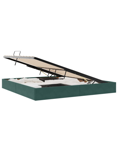 Letto con Contenitore Verde Scuro 200 x 200 cm Velluto
