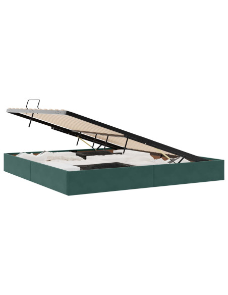 Letto con Contenitore Verde Scuro 200 x 200 cm Velluto