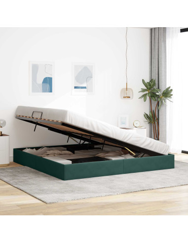Letto con Contenitore Verde Scuro 200 x 200 cm Velluto