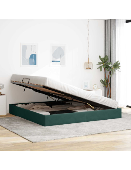 Letto con Contenitore Verde Scuro 200 x 200 cm Velluto