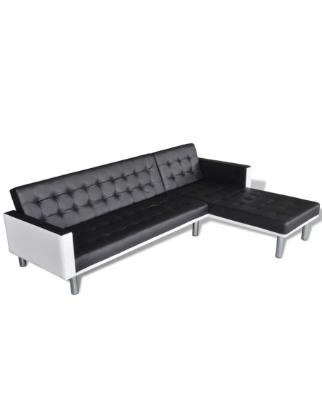 Divano Letto a L in Similpelle Nero