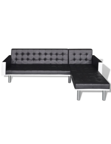 Divano Letto a L in Similpelle Nero