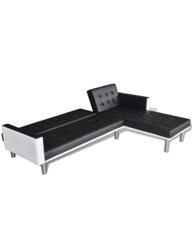 Divano Letto a L in Similpelle Nero
