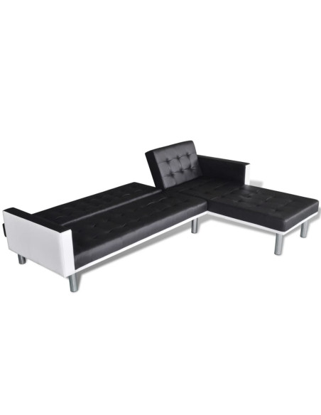 Divano Letto a L in Similpelle Nero