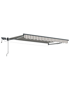 Tenda retrattile manuale con LED Grigio chiaro e bianco