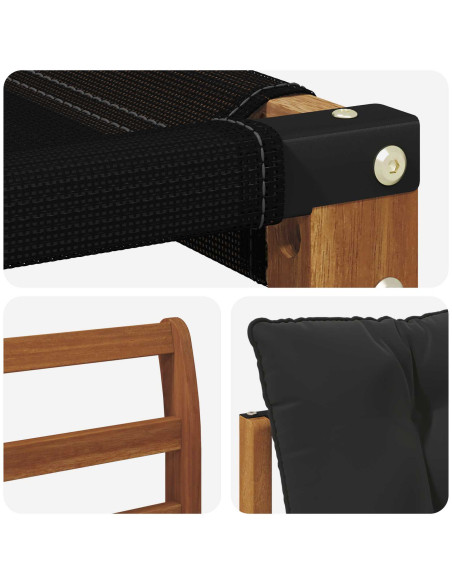 Set di divani da esterno con cuscino 3 pcs Naturale e Nero