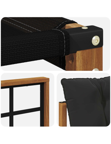 Set di divani da esterno con cuscino 3 pcs Naturale e Nero