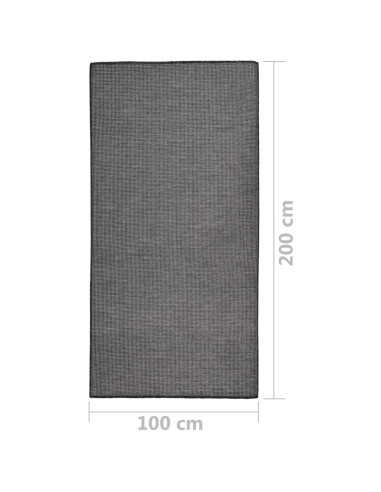 Tappeto da Esterni a Tessitura Piatta 100x200 cm Grigio