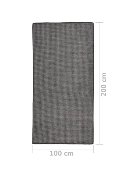 Tappeto da Esterni a Tessitura Piatta 100x200 cm Grigio