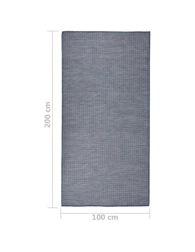 Tappeto da Esterni a Tessitura Piatta 100x200 cm Blu