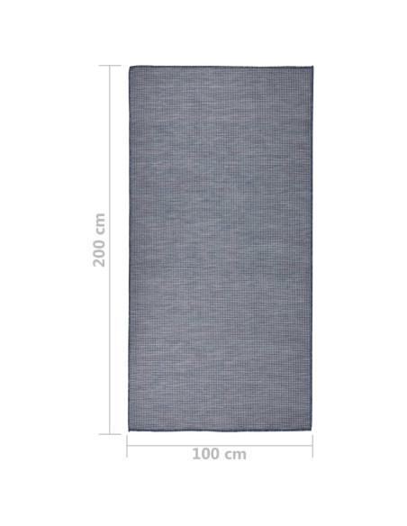 Tappeto da Esterni a Tessitura Piatta 100x200 cm Blu