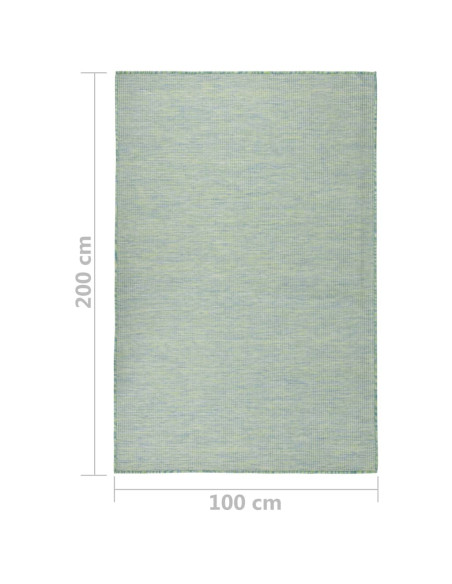 Tappeto da Esterni a Tessitura Piatta 100x200 cm Turchese