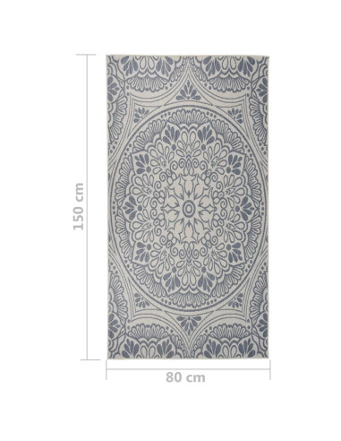 Tappeto da Esterni a Tessitura Piatta 80x150 cm Motivo Blu