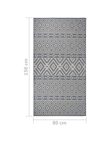 Tappeto da Esterni a Tessitura Piatta 80x150 cm Strisce Blu