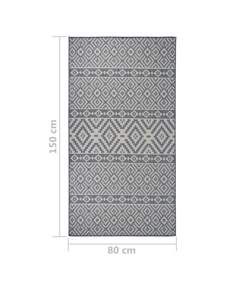 Tappeto da Esterni a Tessitura Piatta 80x150 cm Strisce Blu