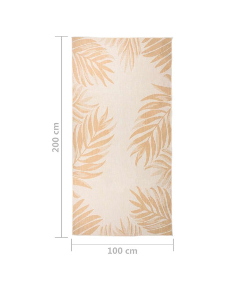 Tappeto da Esterni a Tessitura Piatta 100x200cm Motivo a Foglie