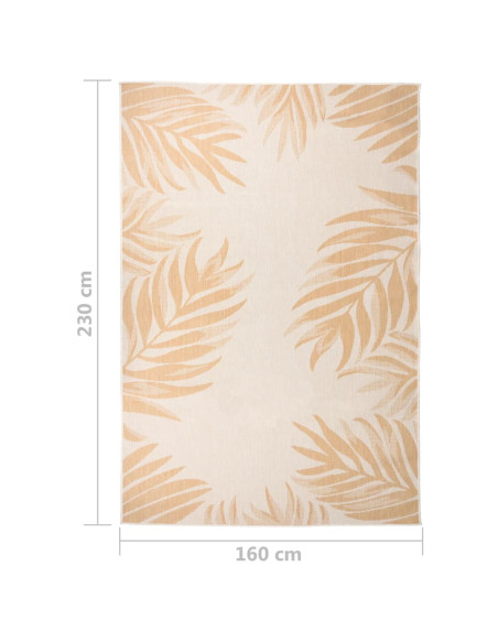 Tappeto da Esterni a Tessitura Piatta 160x230cm Motivo a Foglie