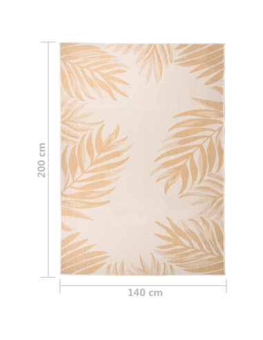 Tappeto da Esterni a Tessitura Piatta 140x200cm Motivo a Foglie