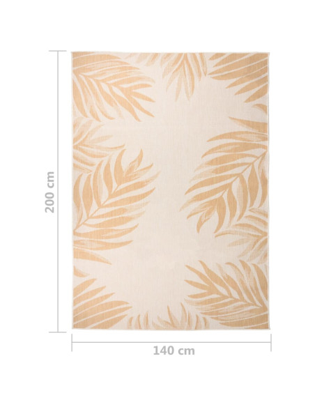 Tappeto da Esterni a Tessitura Piatta 140x200cm Motivo a Foglie