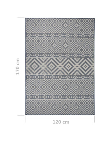 Tappeto da Esterni a Tessitura Piatta 120x170 cm Strisce Blu