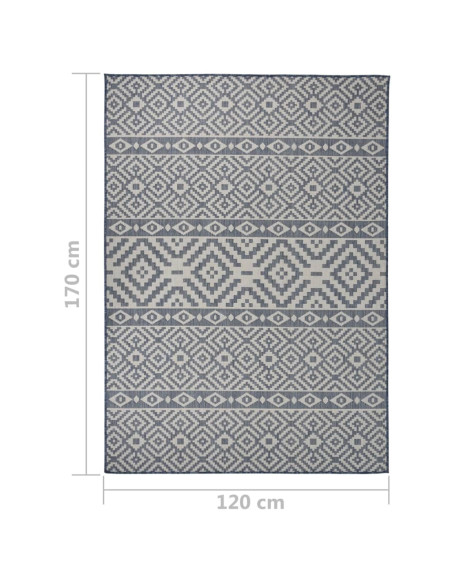Tappeto da Esterni a Tessitura Piatta 120x170 cm Strisce Blu