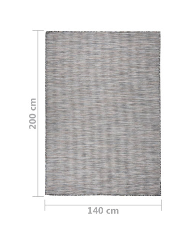 Tappeto da Esterni a Tessitura Piatta 140x200 cm Marrone e Blu