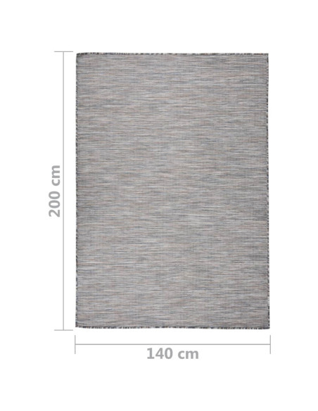 Tappeto da Esterni a Tessitura Piatta 140x200 cm Marrone e Blu