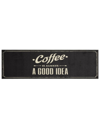 Tappeto da Cucina Lavabile Testo Caffè 45x150 cm in Velluto