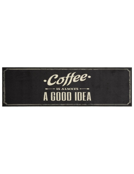 Tappeto da Cucina Lavabile Testo Caffè 45x150 cm in Velluto