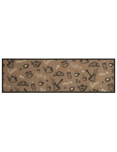 Tappeto da Cucina Lavabile Marrone Mattutino 45x150 cm Velluto