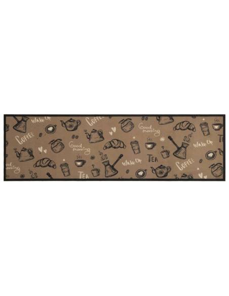 Tappeto da Cucina Lavabile Marrone Mattutino 45x150 cm Velluto