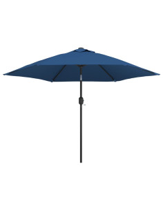 Ombrellone da Esterni con LED e Palo in Acciaio 300 cm Azzurro 2